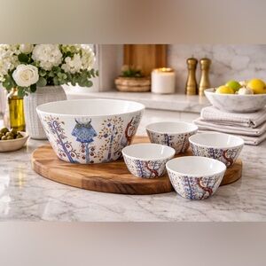 ✨ Iittala Taika Owl Bowl Set – Large White & Blue Serveware (Set of 8) ✨